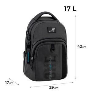Mokyklinė kuprinė K26-2578M-3, pilka sp., 29x17x42 cm - Image 2