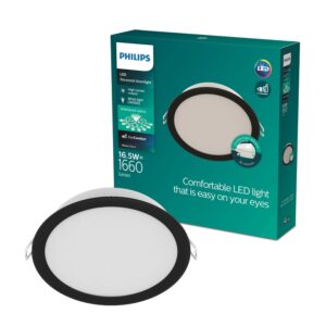 Šviestuvas įleidžiamas Philips LED,16.5W,3000K, Ø15,juodas - Image 1