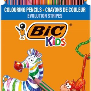 Spalvotieji pieštukai Bic Evolution Stripes, 12 vnt.
