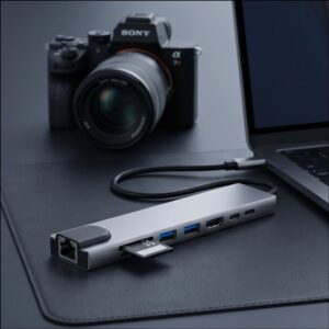 Tech-Protect HB09 HUB ADAPTERIS 8IN1 TYPE-C + USB-A3.0 + USB-C3.0 + HDMI 4K 60HZ + SD/TF + PD100W + RJ45 1000MB/S PILKAS (SPACE GREY) - Image 10