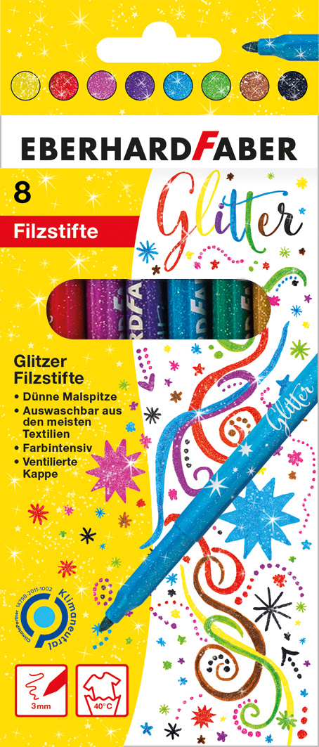 551008_Glitter felt-tip pen cardboard box of 8