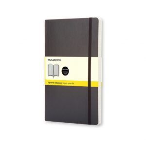 Užrašų knygutė Moleskine 13x21cm, langeliais, minkštu viršeliu, juodos spalvos