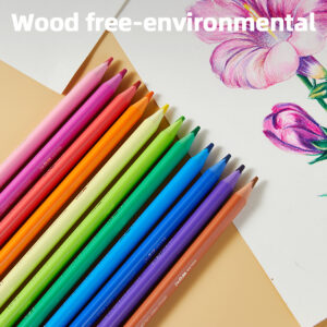 Spalvoti pieštukai DELI Wood-free, 12 spalvų - Image 3