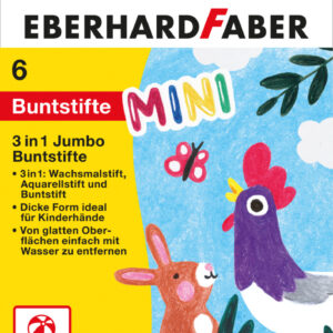 Spalvoti pieštukai EberhardFaber, MiniMaxi be-be, 6 spalvų