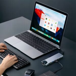 Tech-Protect HB09 HUB ADAPTERIS 8IN1 TYPE-C + USB-A3.0 + USB-C3.0 + HDMI 4K 60HZ + SD/TF + PD100W + RJ45 1000MB/S PILKAS (SPACE GREY) - Image 13