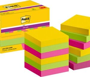 Lipnūs lapeliai 3M Post-it® Super Sticky Carnival, 47.6mmx47.6mm 12 vnt. po 90 lapelių