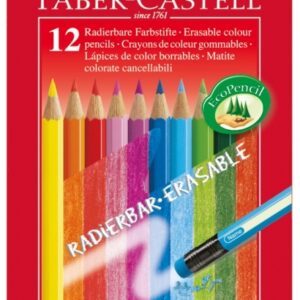 Spalvoti pieštukai Faber-Castell 2011, su trintuku, 12 spalvų