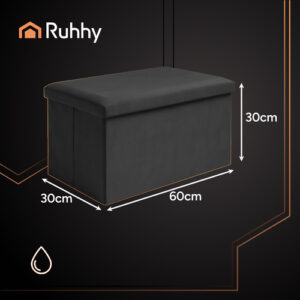 Juodas aksominis pufas 60x30x30 cm Ruhhy 25995 - Image 3