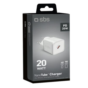SBS TETRGAN1C20W 20W GaN Wall Charger with Power Delivery - baltos spalvos - Image 2
