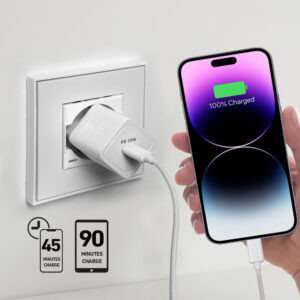 SBS TETRGAN1C20W 20W GaN Wall Charger with Power Delivery - baltos spalvos - Image 6