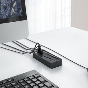 Orico CT2U3-7AB 7x USB-A 3.0 Hub with Switches - juodos spalvos - Image 4
