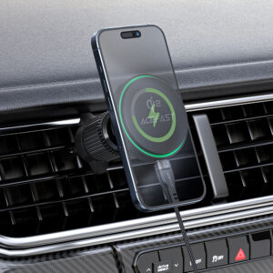 Acefast D33 Car Holder with Qi2 15W Magnetic Charger for Air Vent - juodos spalvos - Image 6