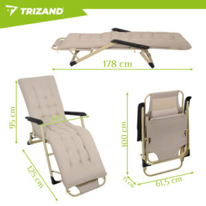 Sulankstomas sodo gultas 60x177x30cm Trizand - Image 2