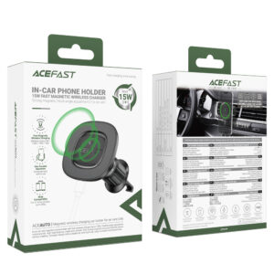 Acefast D46 Magnetic Air Vent Mount with Wireless Charger - juodos spalvos - Image 5