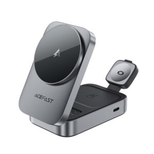 Acefast E22 3-in-1 Wireless Inductive Charging Station, MagSafe Compatible - pilkos spalvos - Image 2