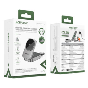 Acefast E22 3-in-1 Wireless Inductive Charging Station, MagSafe Compatible - pilkos spalvos - Image 7