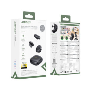 Acefast R1 Wireless Lavalier Microphones 2 pcs - juodos spalvos - Image 5
