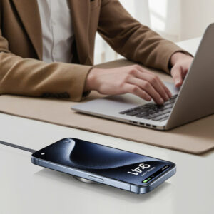 Acefast E24 Qi2 15W Magnetic Inductive Charger with 1.2m USB-C Cable - juodos spalvos - Image 5