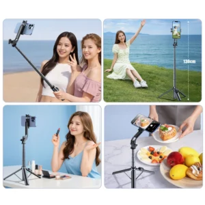 Wozinsky Selfie stick WC1Y30S telescopic tripod 1.3m with phone holder - juodos spalvos - Image 7