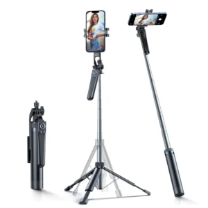 Selfie stick Wozinsky WC1Y70S telescopic tripod 1.7m with phone holder - juodos spalvos