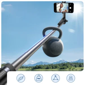 Selfie stick Wozinsky WC1Y70S telescopic tripod 1.7m with phone holder - juodos spalvos - Image 9