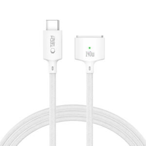 Tech-Protect MMC01 UltraBoost MAGNETINIS MACBOOK KABELIS TYPE-C Į MAGSAFE 3 140W 200CM BALTAS