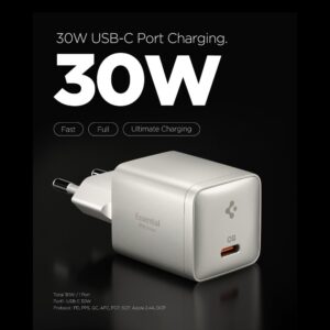 Spigen EE301EU-GAN ESSENTIAL 1 PRIEVADO TINKLO ĮKROVIKLIS 30W NATURAL TITANIUM - Image 2