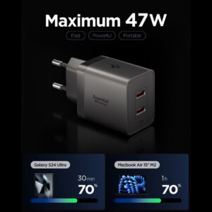 Spigen EE472EU-GAN ESSENTIAL 2 PRIEVADŲ TINKLO ĮKROVIKLIS 47W GUNMETAL - Image 2