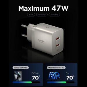 Spigen EE472EU-GAN ESSENTIAL 2 PRIEVADŲ TINKLO ĮKROVIKLIS 47W NATURAL TITANIUM - Image 2