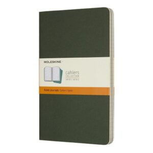 Užrašų knygutė Moleskine Cahier 13x21cm, linijomis, minkštu viršeliu, žalios spalvos