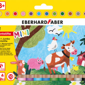 Spalvoti pieštukai EberhardFaber, MiniMaxi be-be, 12 spalvų