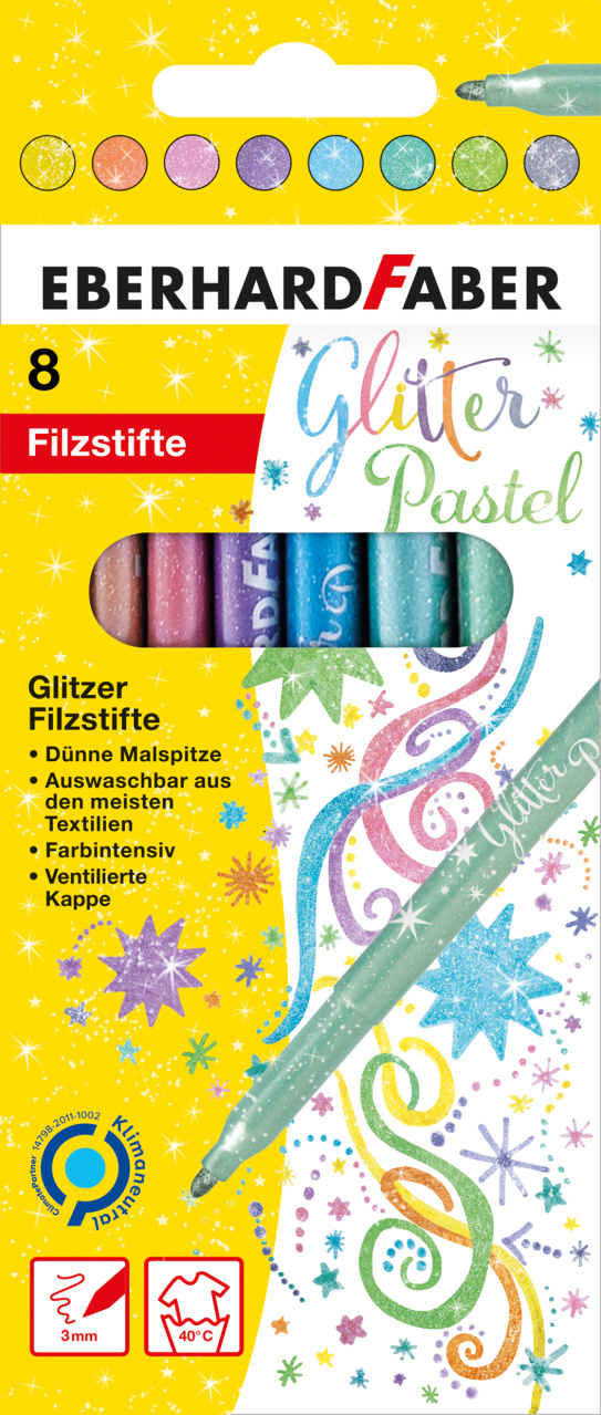 551009_Glitter felt-tip pen pastel cardboard box of 8