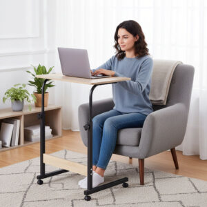 Mobile laptop table – side desk for armchair in light oak color, ModernHomedąb ModernHome - Image 2