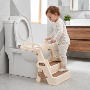 Toilet training seat for children with steps, ladder and handles ECOTOYS - Image 2