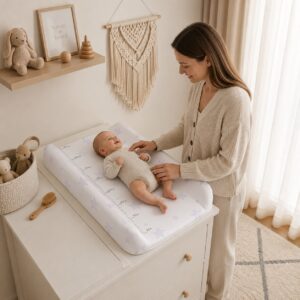 Rigid contoured changing mat topper 85x50 cm for crib and dresser stars ECOTOYS - Image 2