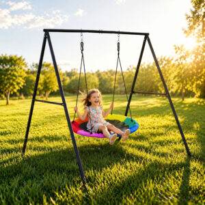 Vaikiškos sodo sūpynės „lizdas“ 100 cm plieninis rėmas, ECOTOYS - Image 2