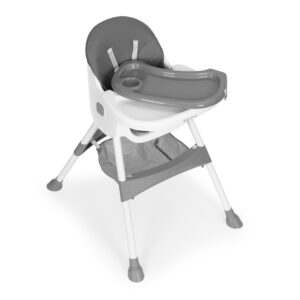Vaikiška maitinimo kėdutė su padėklu ir krepšiu, 5 taškų saugos diržai, pilka, ECOTOYS - Image 2
