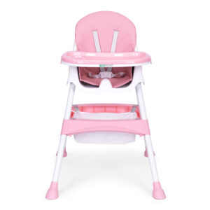 Vaikiška maitinimo kėdutė su padėklu ir krepšiu, 5 taškų saugos diržai, rožinė, ECOTOYS - Image 2