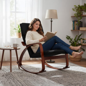 Supamoji kėdė su reguliuojama kojų atrama, mediniais porankiais ModernHome - Image 2