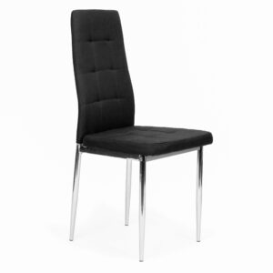 Set of 4 chairs for the living room and dining room, simple quilted chair, chrome legs, black - Image 2