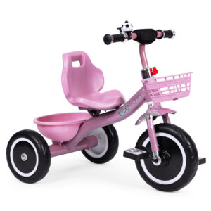 Tricycle with non-slip grips, bell, basket, pink, ECOTOYS - Image 2