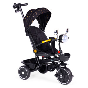Tricycle stroller for children with swivel seat, push handle, black, ECOTOYS - Image 2