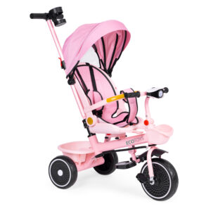 2-in-1 tricycle stroller, swivel seat, foldable canopy, pink, ECOTOYS - Image 2