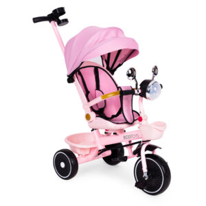 Pink Tricycle for Kids Stroller with Rotating Seat Push Handle ECOTOYS - Image 2