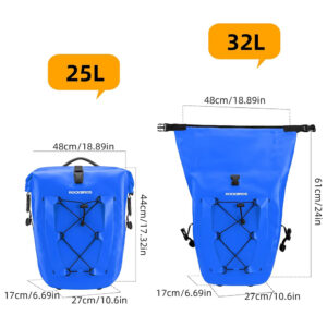 Rockbros 30140022004 Waterproof Bicycle Bag 25-32L - Blue - Image 2