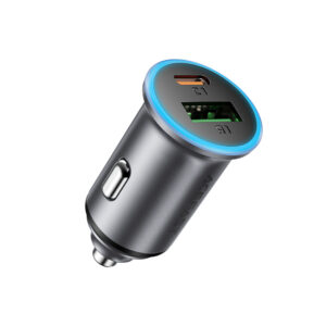 Acefast B15 65W USB-A + USB-C automobilinis įkroviklis - pilkos spalvos