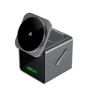 Acefast E34 22.5W 3-in-1 inductive charger with built-in cable for smartphone and smartwatch - pilkos spalvos