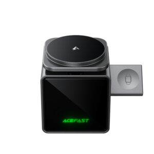 Acefast E34 22.5W 3-in-1 inductive charger with built-in cable for smartphone and smartwatch - pilkos spalvos - Image 2