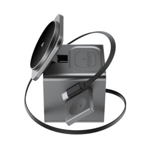 Acefast E34 22.5W 3-in-1 inductive charger with built-in cable for smartphone and smartwatch - pilkos spalvos - Image 5