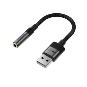 Acefast J13 USB-A to 3.5mm mini jack adapter - juodos spalvos